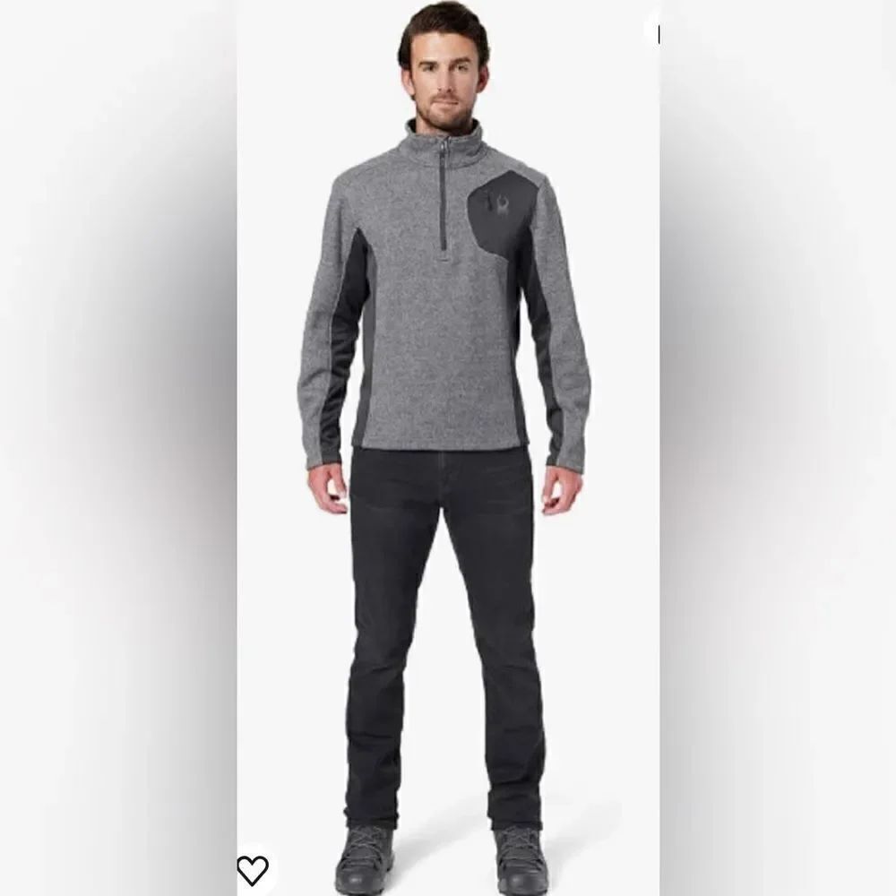 Spyder black/heathered grey Bandit Half-Zip Stryke Fleece Pullover sz XL